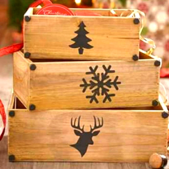 Other - New 3 Wooden Tray Boxes